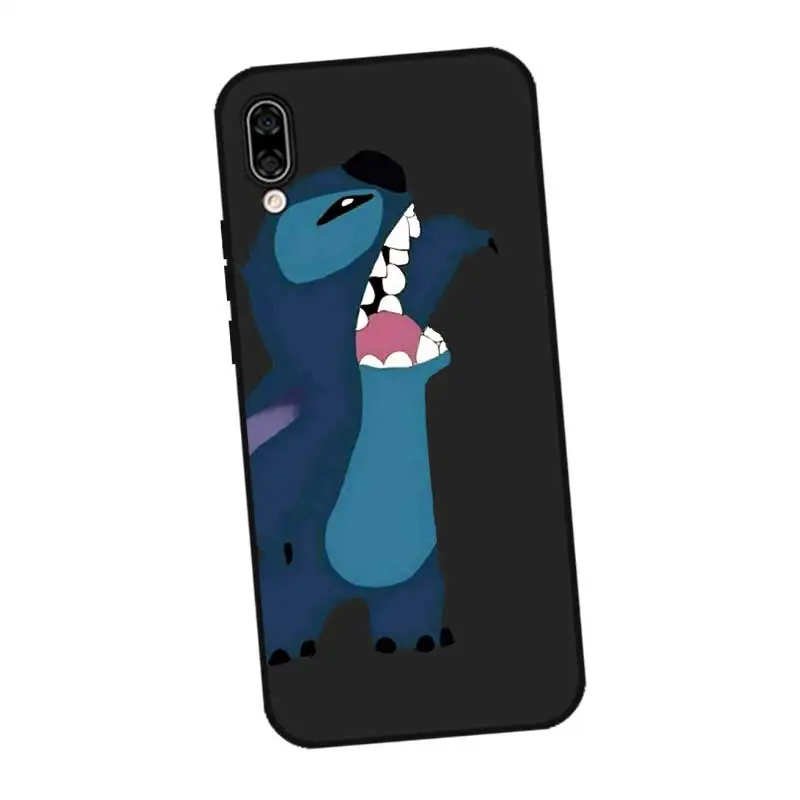 P211 Stitch Cute Black Silicone Case Cover For Huawei Honor 8C 8X 9 10 20i V10 V20 Note10 Max Lite Magic2 |