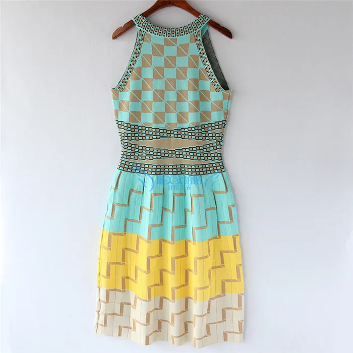 2019 Лето ледяной шелк темперамент дамы Отдых хит цвет геометрические решетки