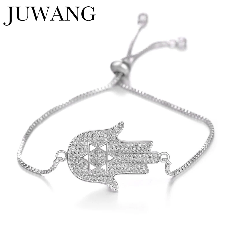 JUWANG Vintage Pulseras Hamsa Of Fatima Charm Bracelet Turkish Evil Eye Adjustable Couple Bangle Women Girl Fashion Jewelry | Украшения и