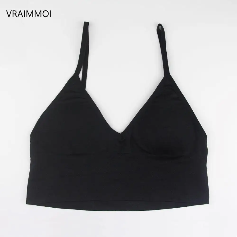 BLACK VRAIMMOI, сексуальный бюстгальтер, мягкий бюстгальтер без косточек, пуш-ап, топы для фитнеса, бюстгальтер без косточек, женское нижнее белье с открытой спиной, женское нижнее белье - Цвет: BLACK