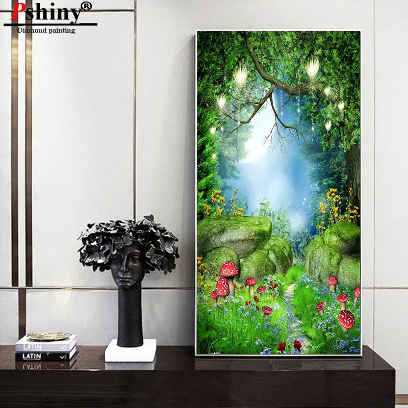 PSHINY DIY 5D алмазная вышивка продажа Грибной лес пейзаж картины из кристаллов полная