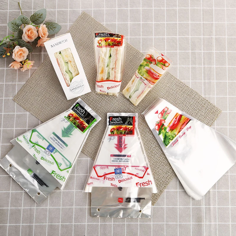 Одноразовый OPP чехол для сэндвича трехсторонний упаковочный пакет торта печенья