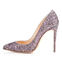 women high heel stiletto glitterring pumps sequined pointed toe shallow shinning shoes wedding banquet bling bling sweet shoes