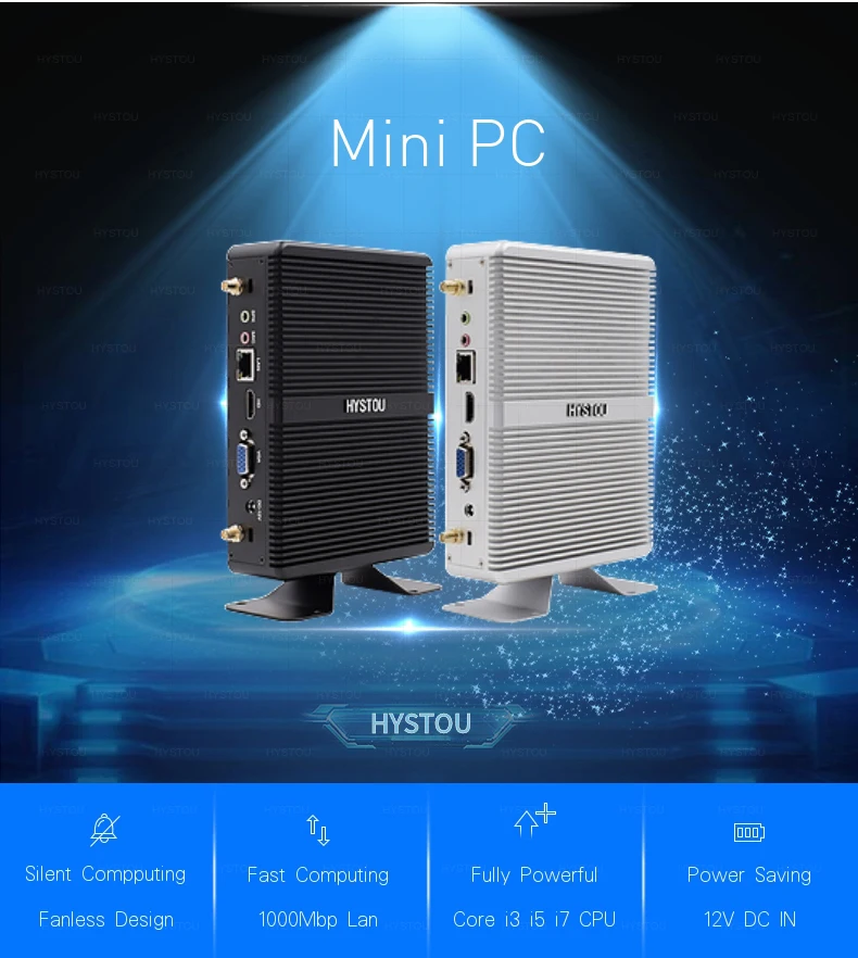 Hystou 7th GEN Core i3 7100U 7130U i5 4200Y 4210Y мини-ПК 4K Intel HD graphics 620 Windows 10 Wifi Kaby Lake настольный компьютер