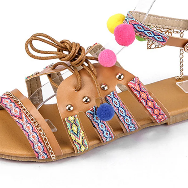 Босоножки женские в богемном стиле шлепанцы с открытым носком ремешки пряжкой