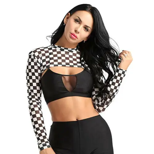 Майка женская с длинным рукавом модный топ укороченный жилет футболка Клубная