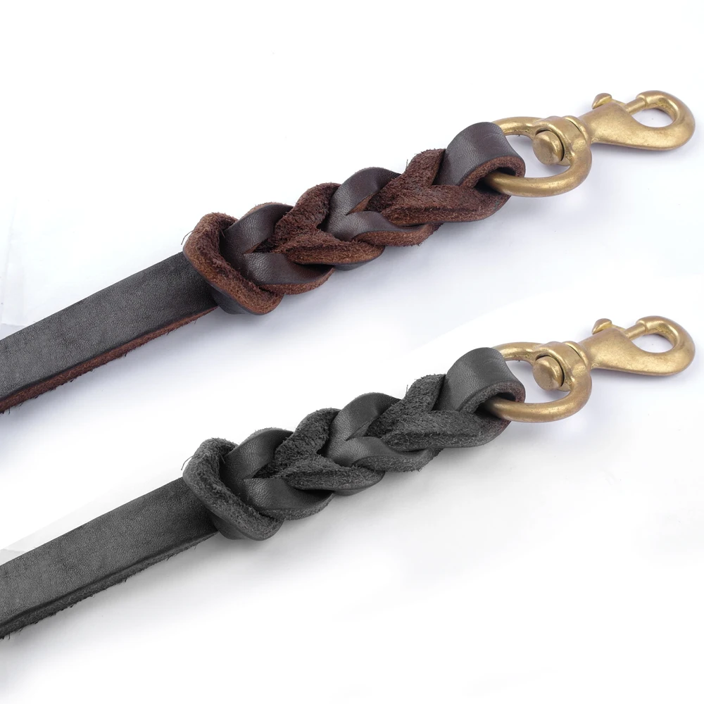 Длинный поводок из натуральной кожи для собак плетеный домашних животных