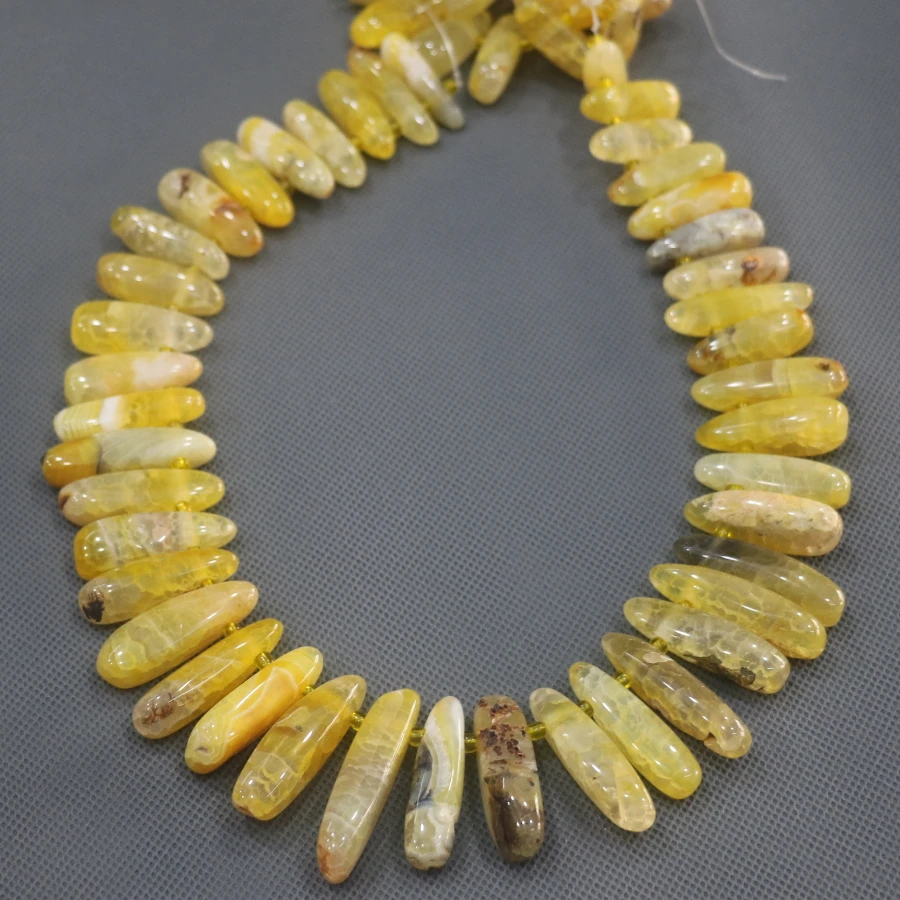 

8*15mm 38pcs Yellow Stone Point Pendant Beaded, Natural Druzy Faceted Stone Beads Gems Connector Pendant, 15.5inch Strand