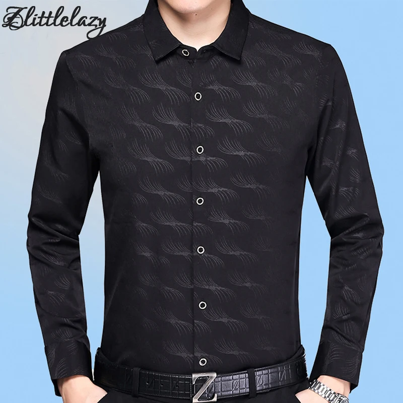 2019 cotton slim fit long sleeve men shirt dress camisa social masculina blusas casual catkin mens shirts jersey clothing 72237 | Мужская