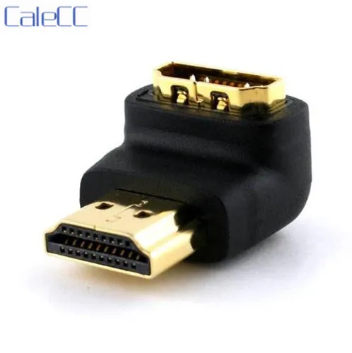 Правый угловой 90D градусный HDMI штекер к 1 4 гнездовой адаптер конвертер золотистый