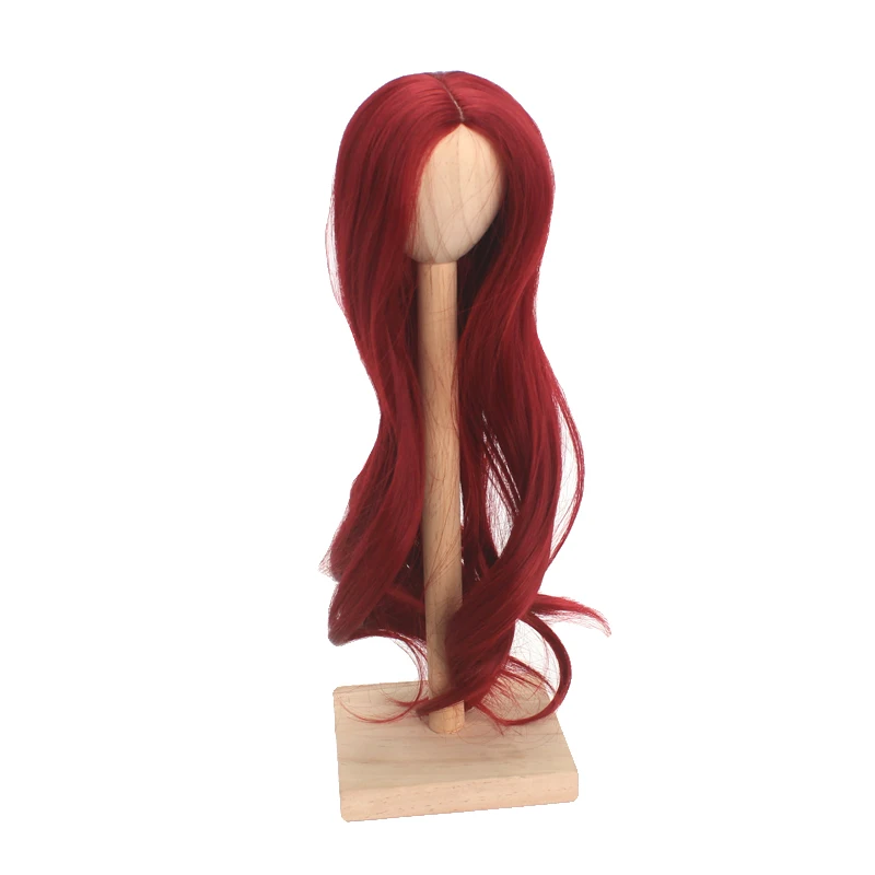 

High Quality Red Wine Long Wave Hair Wigs for 1/8 BJD Dolls