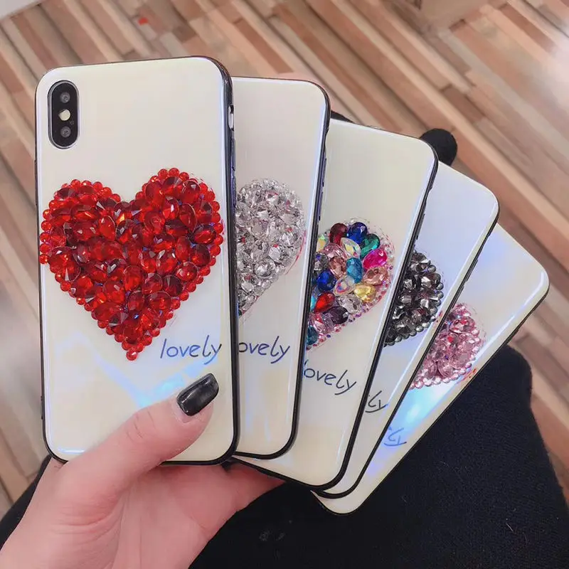 Роскошный 3D Алмазный чехол для телефона с сердечками iphone XS Max XR X 6S Plus 7 7Plus 8 Модный