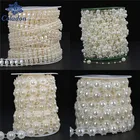 Оптовая продажа 110yd имитация жемчуга, бисер, цепь, швейная аппликация, лента для украшения, платье для танцев, пояс для свадьбы, повязка на голову