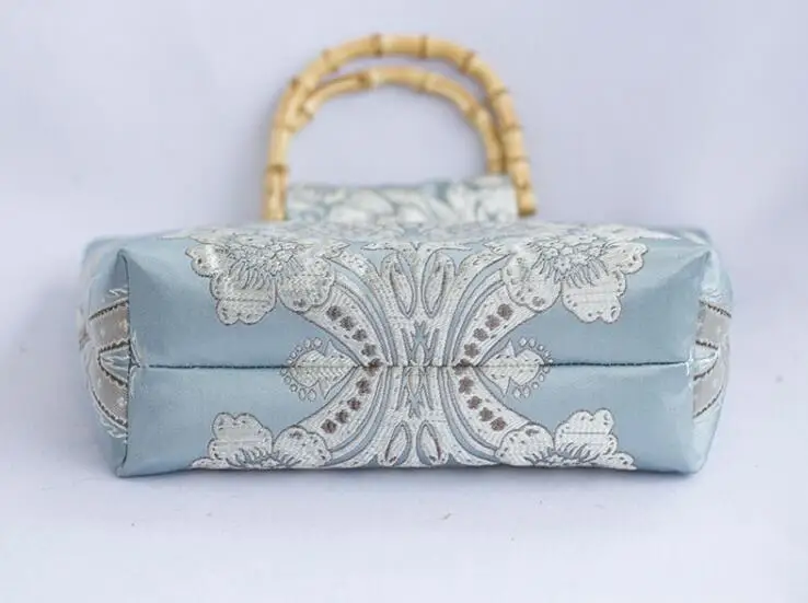 

Angelatracy New Handmade Luxury Bag Women Floral Handbag Jacquard Top-handle Bags Bamboo Handle Tote Bag Vintage Cheongsam