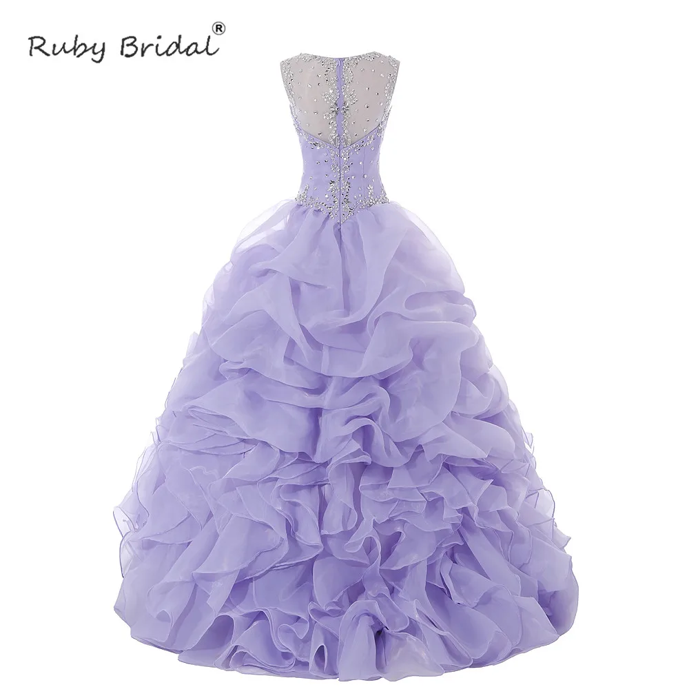 Рубиновые Свадебные Новый Черпак без рукавов Quinceanera платья фиолетовое платье