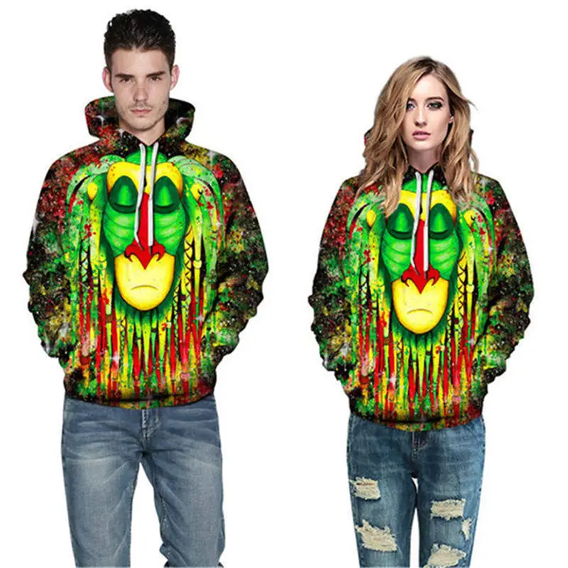 Осенние женские и мужские спортивные толстовки с капюшоном 3D принтом обезьяны