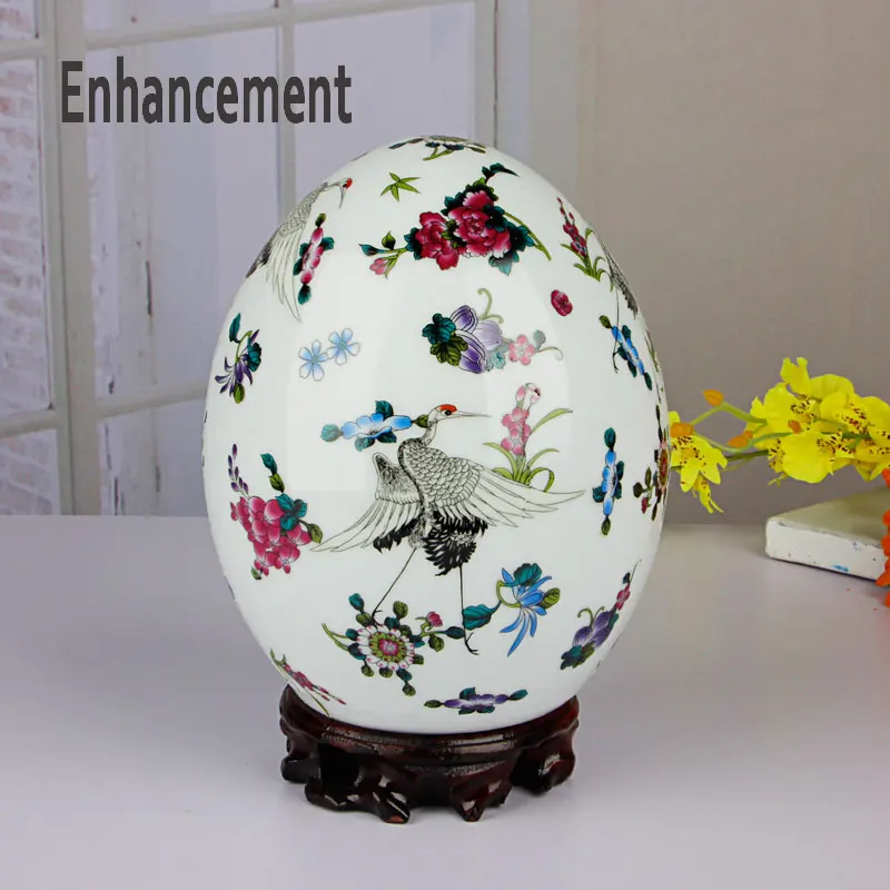 Антикварная светящаяся Ваза яйцо Цзиндэчжэнь с цветами и птицами Керамическая