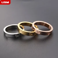 Модное кольцо из нержавеющей стали цвета розового золота с камнем и кристаллом для мужчин, девушек и женщин, свадебное кольцо с крестом