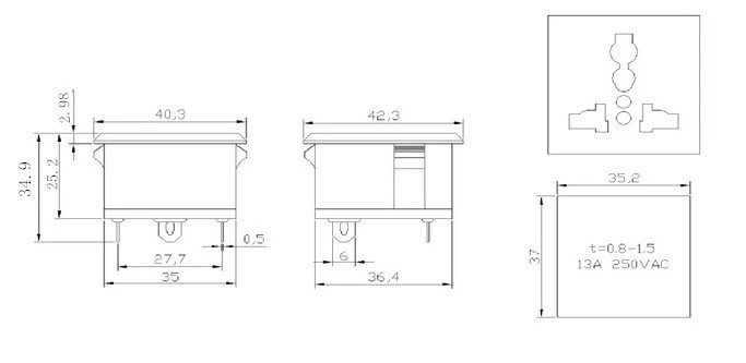 10 шт./лот универсальная электрическая розетка переменного тока американская