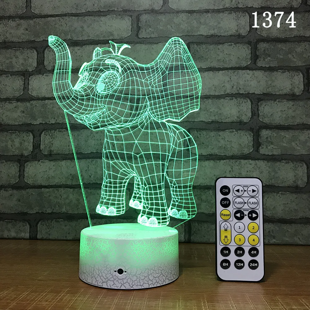 Новинка ночник с изображением слонов стерео видение 3D лампа детская настольная