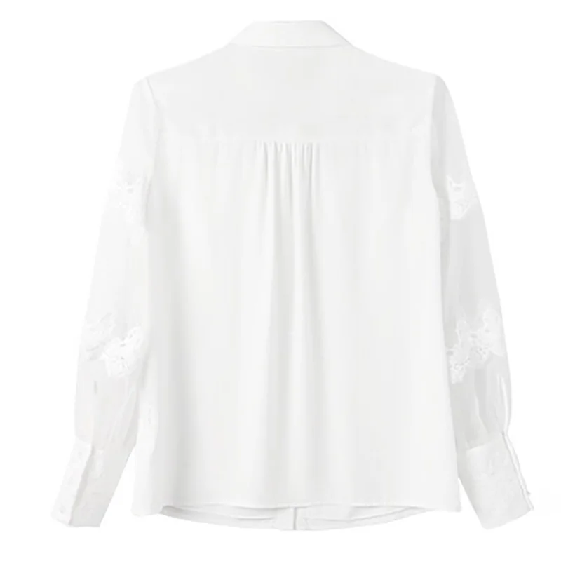 B003 элегантная прозрачная пышная женская блузка из органзы с длинным