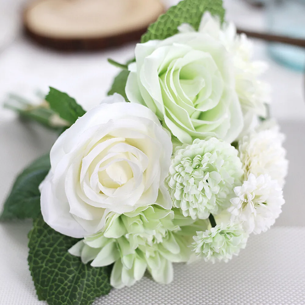 Искусственные шелковые искусственные цветы розы листья цветочные свадебные