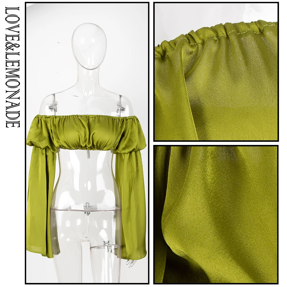 Короткий зеленый топ LOVE &amp LEMONADE LM1373T | Женская одежда