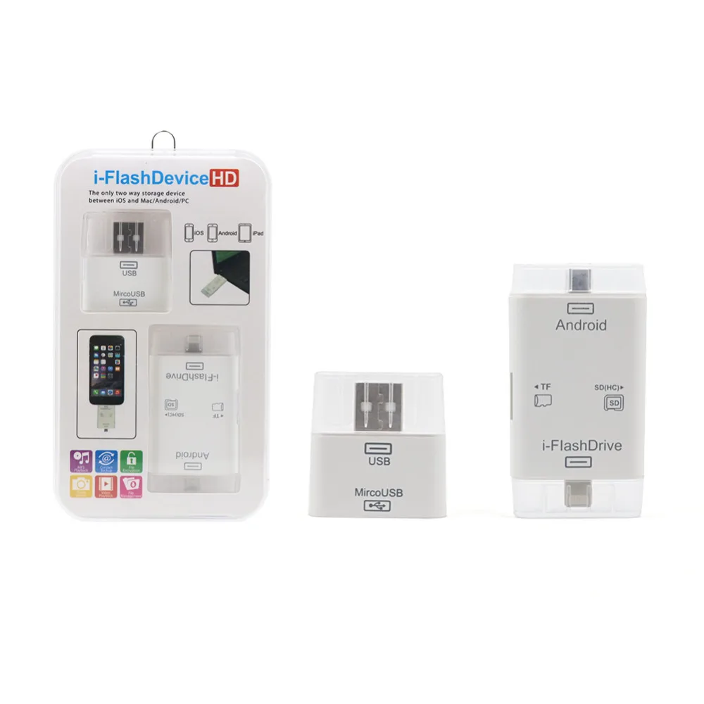 3in1 SD TF Внешнее Устройство Чтения Карт Памяти Для iPhone 6 s Plus 5s iPad + ПК Andriod Micro-USB Smart Phone