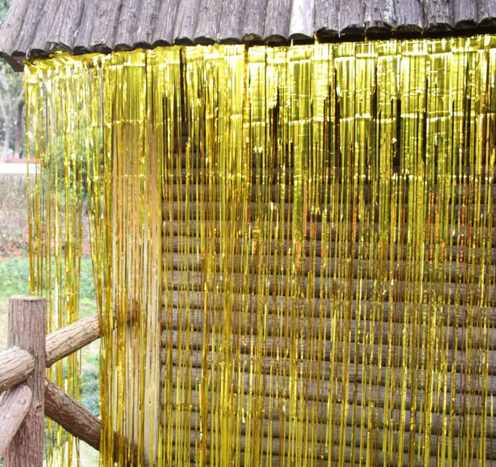 Золотой Металлической Фольги Занавес Фон для День Рождения Photo Booth событие