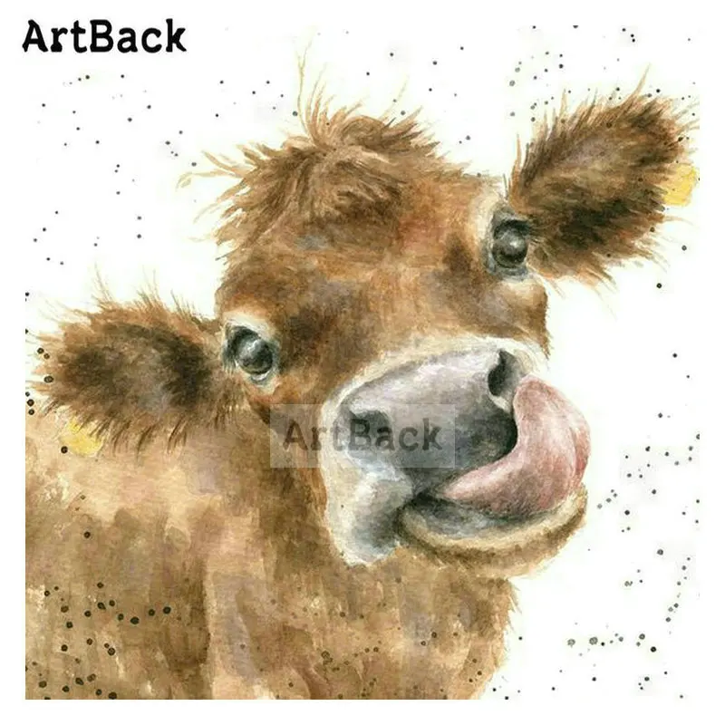 ArtBack 5d Сделай Сам алмазная живопись Корова 3D камни в форме ромба круглыми