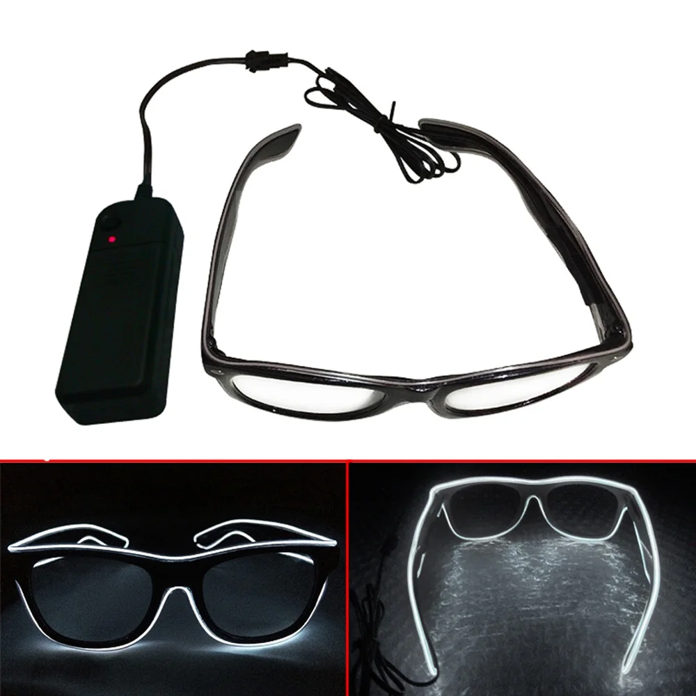 Neon LED Glasses EL Wire Light Up Shutter Glasses Fashionable W/Driver Decoration for Costume Party Halloween Christmas Gifts - Цвет: Type2 White