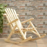 Giantex Log Rocking Chair Wood Single Porch Rocker Lounge Patio Deck Furniture Natural Garden Chair OP3890