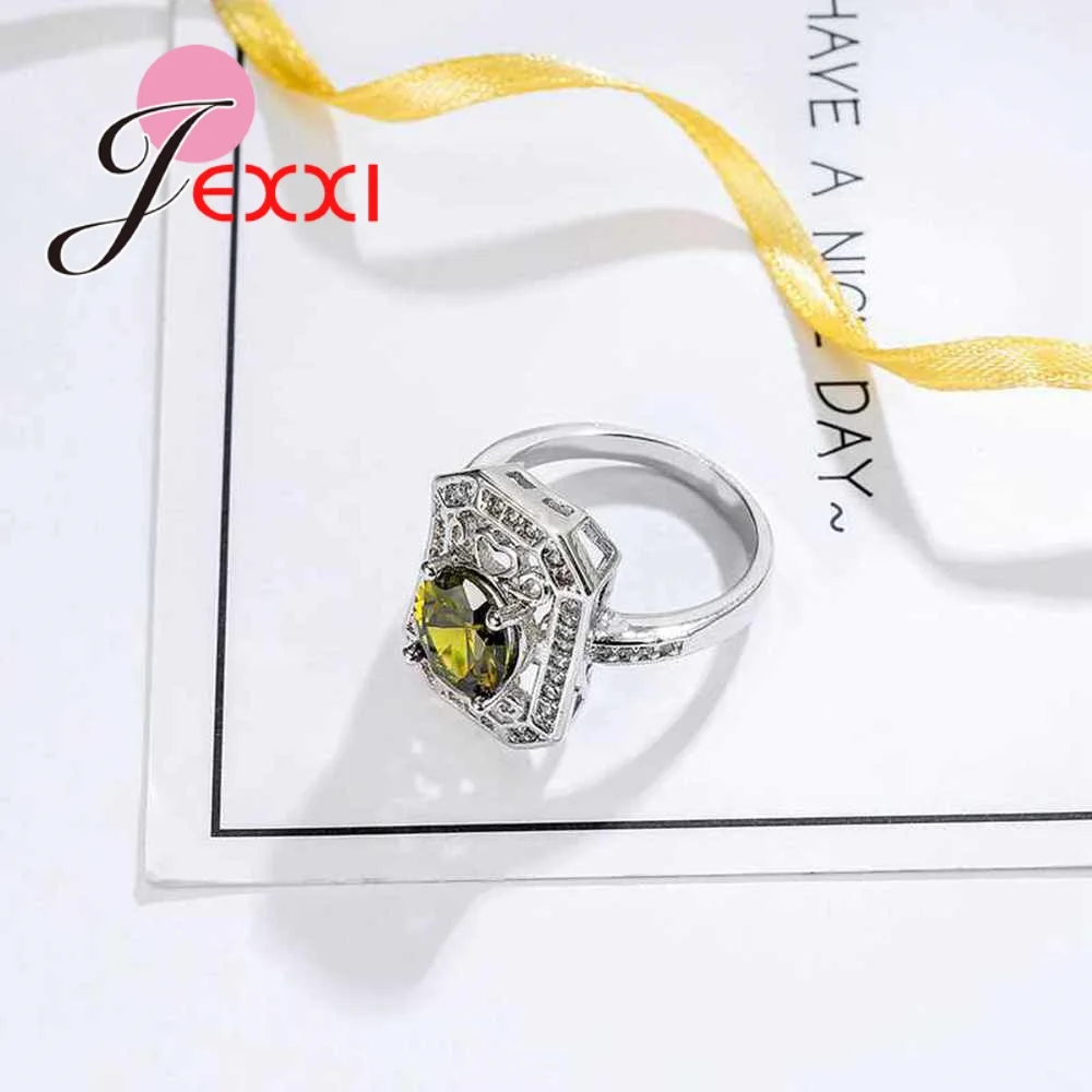 Trendy Women's Day Jewelry Gifts Luxury Round Yellow Cubic Zirconia 925 Sterling Silver Wedding Rings For Women Men | Украшения и