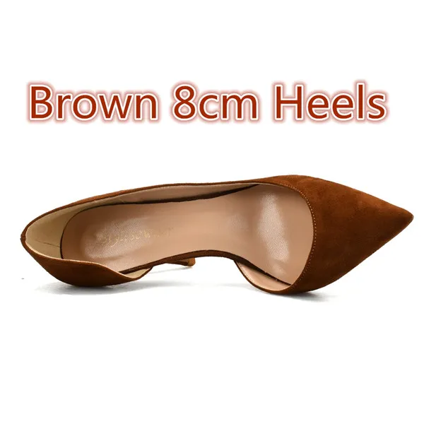 Brown 8cm Heels Stylesowner/пикантные туфли на высоком каблуке в римском стиле; женские туфли-лодочки; элегантные туфли из искусственной замши на высоком каблуке; цвет коричневый, телесный; туфли на высоком каблуке - Цвет: Brown 8cm Heels
