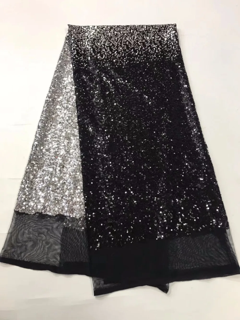 Африканский Кружево Ткань черный в нигерийском стиле чистая S Блёстки высокое