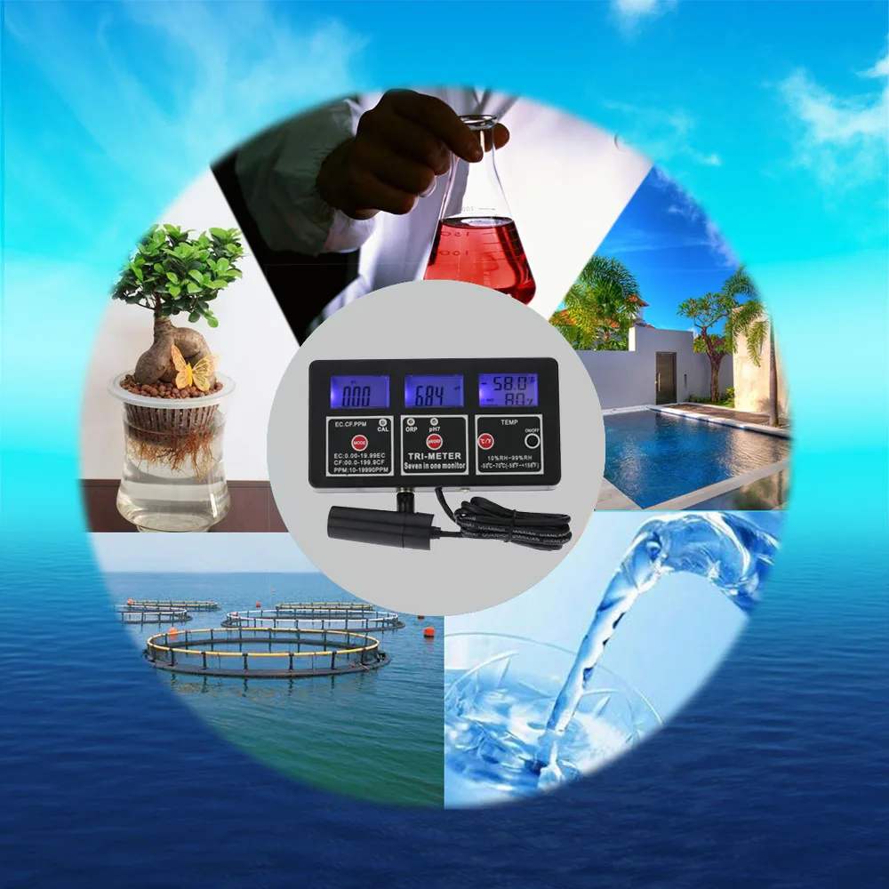 Мультипараметрический цифровой рН-метр профессиональный 7 в 1 измеритель для