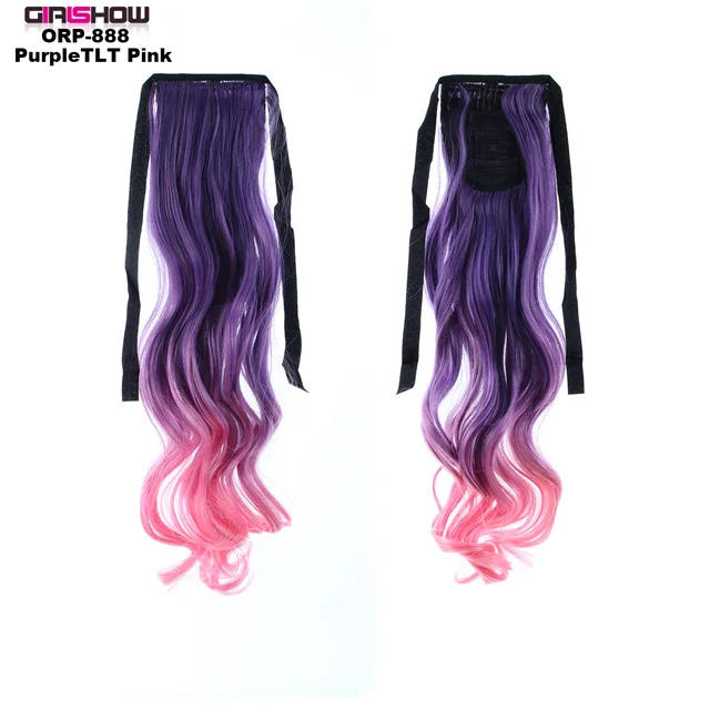 ORP888 PurpleTLTPink Girlshow 2" Длинные прямые ленты обернуть вокруг хвост Синтетический шиньон Омбре два тона волос расширение ORP-888, 80 г/шт - Цвет: ORP888 PurpleTLTPink