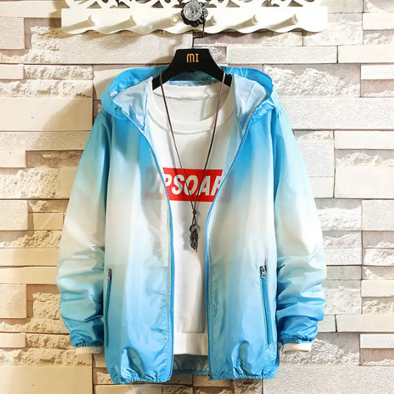 9151 sky blue Весенне-осенняя тонкая куртка ветровка Большие размеры, S-3XL jaqueta masculina Slim Fit для молодых мужчин с капюшоном куртка-бомбер для мужчин - Цвет: 9151 sky blue