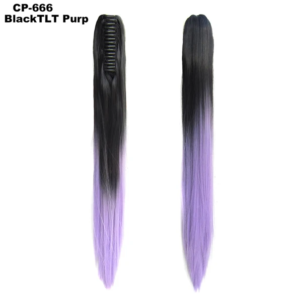 TOPREETY термостойкие синтетические волосы волокно 160гр 2" 55 см прямые Коготь Клип в/на конский хвост наращивания Ombre цвета CP-666 - Цвет: BlacktLTPurp