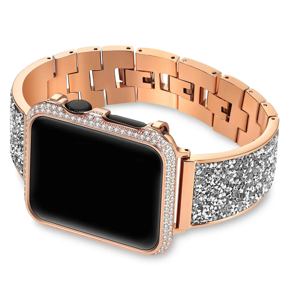 URVOI Блестящий ремешок для apple watch series 3 2 1 ремешок для iwatch роскошный блестящий циркониевый браслет современный дизайн 38 42 мм