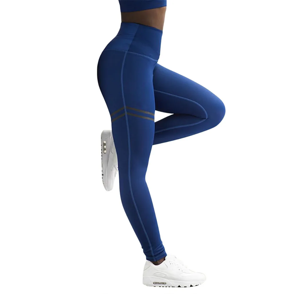 Women Pants Solid Sexy Gym Mesh Striped Push Up Leggings Slim Thin High Waist Skinny Joggers Long Female Trousers | Женская одежда