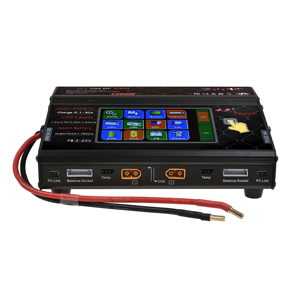 HTRC HT306 DUO RC Баланс Зарядное устройство для литий ионным LiPo/LiFe/LiHV Батарея 4 3 &quotЦвет
