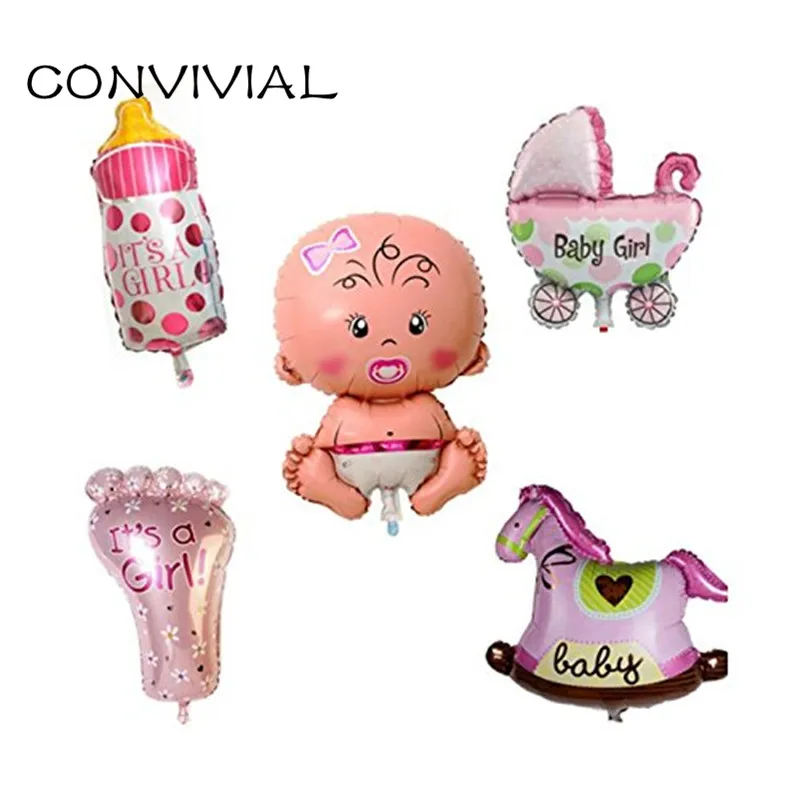 

5pcs Mini Globos Foil Balloons 1th Birthday Baby Stroller Ball Kids Toy Baby Shower Birthday Party Decorations CONVIVIAL PA65
