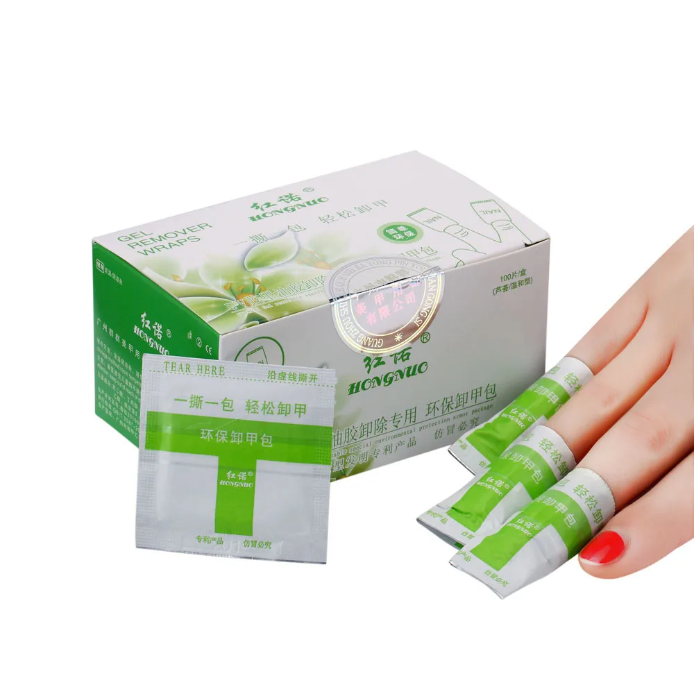 100 шт. лак для ногтей легко очищающий обертывания УФ-гель удаления инструменты