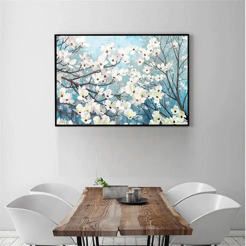 

YongHe Nordic Home Decorative Oil painting Chinese Flowers Customizable Composition Ink Poster Wall Pictures For Living Room