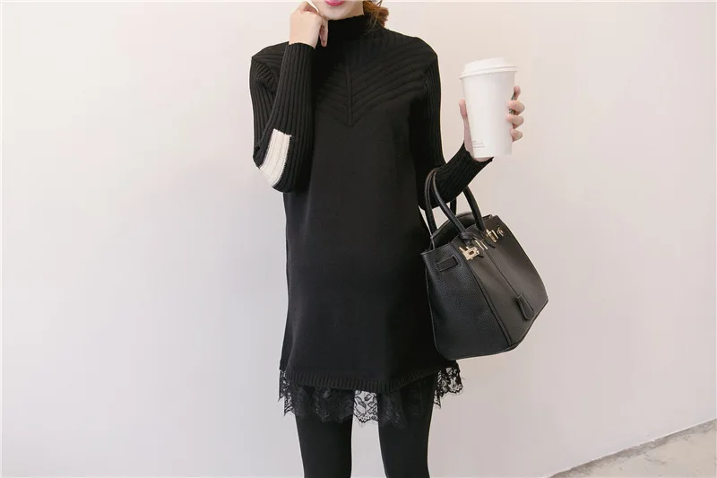 Женское трикотажное платье Fdfklak весенне осеннее кружевное для беременных|pregnant