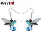 Женские акриловые серьги-подвески WEVENI, в виде летящих фиолетовых пятен, саблей, птица Колибри, большие, длинные, в виде животных, ювелирные украшения для девочек и детей