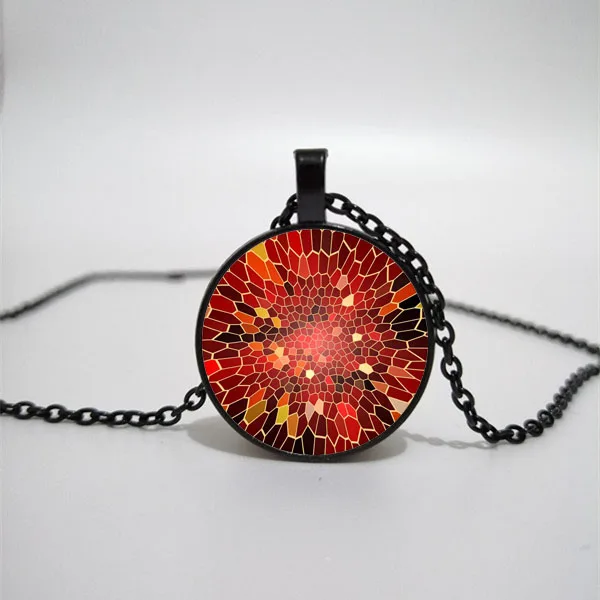 Wine red stained glass Glass Necklace men and women Jewelry Pendant DIY customized photos custom necklace | Украшения и