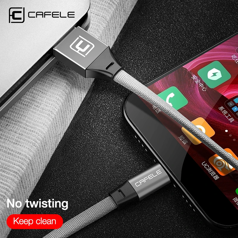 Кабель Cafele Type-C для быстрой зарядки USB Huawei P20 Xiaomi Samsung S9 S8 OnePlus 5 текстильный плетеный