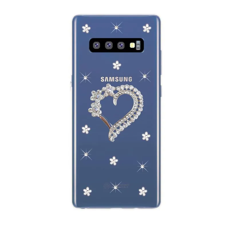 Прозрачный чехол со стразами для телефона Samsung Galaxy S8 S9 S10 + S10e Note 8 J6 2018 J7 Neo J3 J5 2016 A7 A5